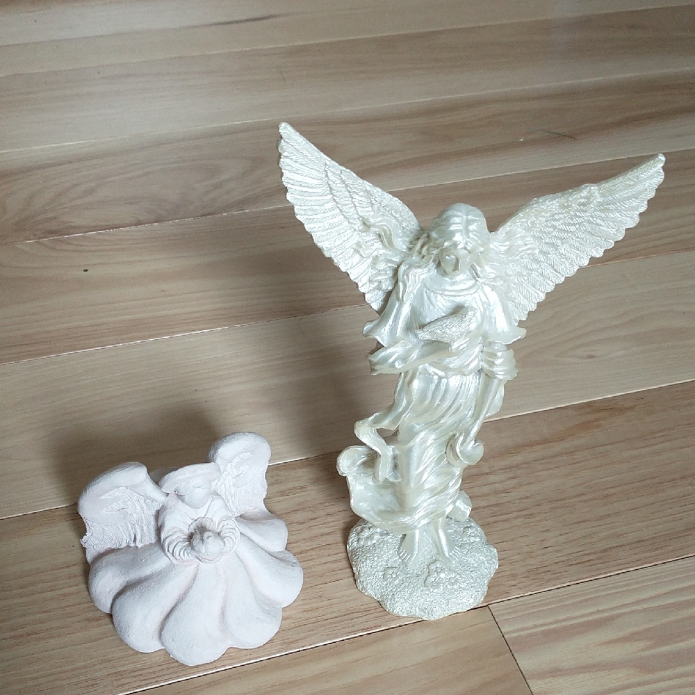 Lot Of 2 Vintage Ceramic Angels One Candle Holder